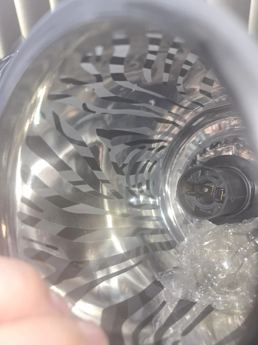 Zebra-Pattern Glass Wax Warmer in Frosted Silver